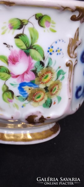 Biedermeyer collector's cup with a beautiful hand-painted floral design from the 1850s