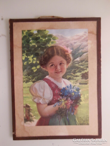 Glazed - picture - 24 x 18 cm - extremely sweet - very old - Austrian - flawless