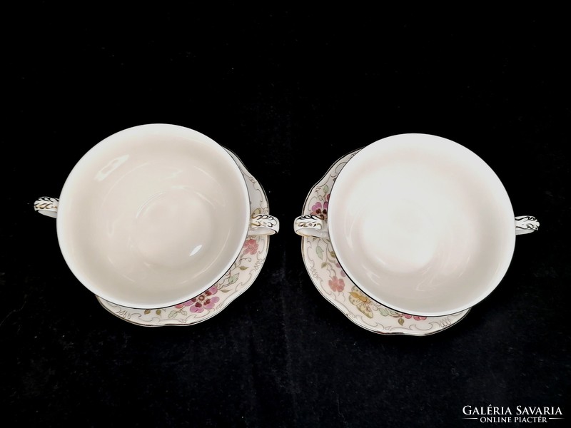 Pair of Zsolnay butterfly large soup cups. Immaculate, new condition!