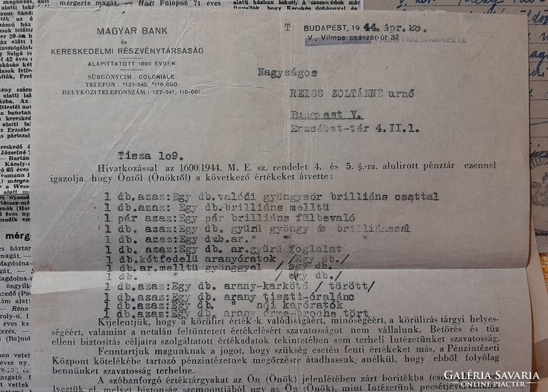 1944-45 Judaika, A Corvin áruház tervezőjének iratai