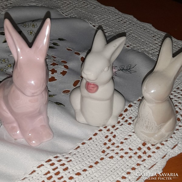 3 porcelain bunnies