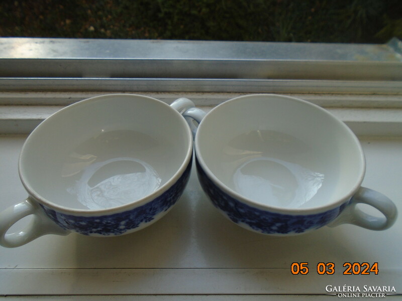 2 dense cobalt flower pattern thick-walled soup cups from the German company Bauscher Weiden