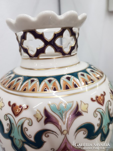 Openwork vase with Persian pattern by Zsolnay