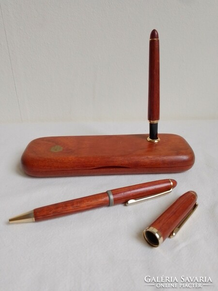 Rosewood desk pen holder writing set writing set two ballpoint pens