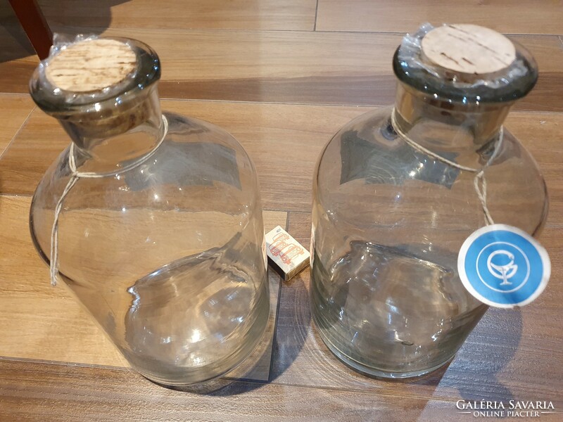 Retro 2-liter thick-walled pharmacy alcoholic or wine brandy bottles together