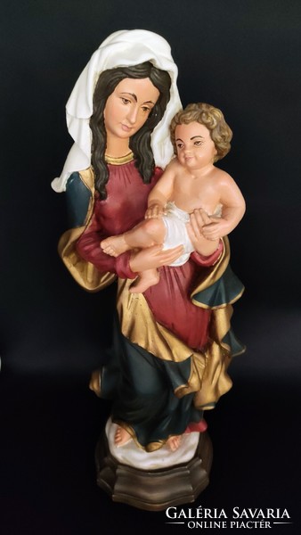 Szűz Mária kis Jézussal fa szobor nagy méretű 48 cm