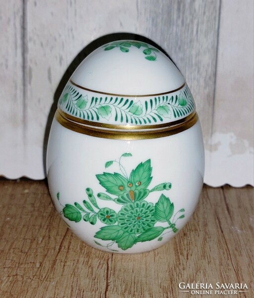 Flawless Herend green appony pattern, egg bonbonier