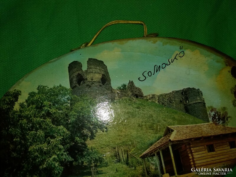 1975. Somoskő wood-encrusted wall picture travel souvenir souvenir 20 x 10 cm according to the pictures
