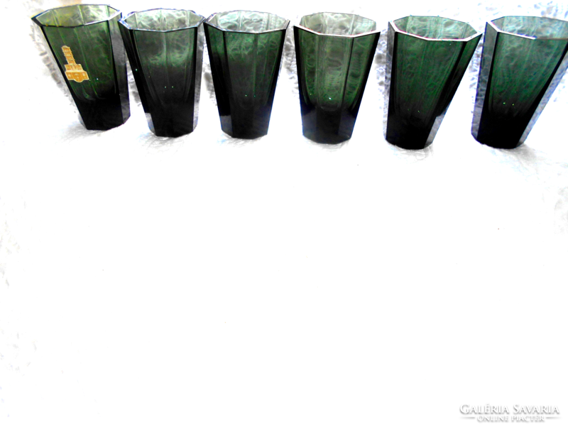 6 sheets of thick glass tumblers, moser quality and finish - gray, slightly greenish shade