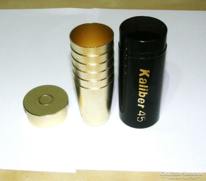Retro úti pohárkészlet 6 darabos - Sörétes lőszer forma tartóban
