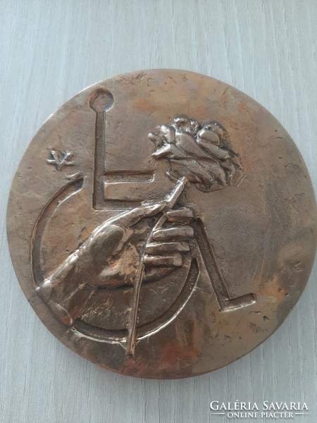András Pető Dr. 1893 - 1967 bronze or copper large commemorative plaque marked in its own 10.5 cm box