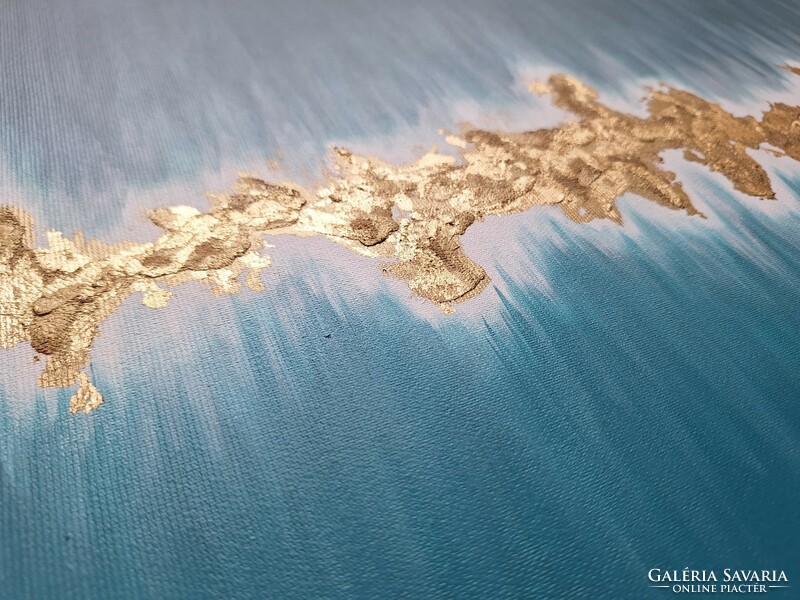 Akril festmény - Reef - arany- türkiz absztrakt