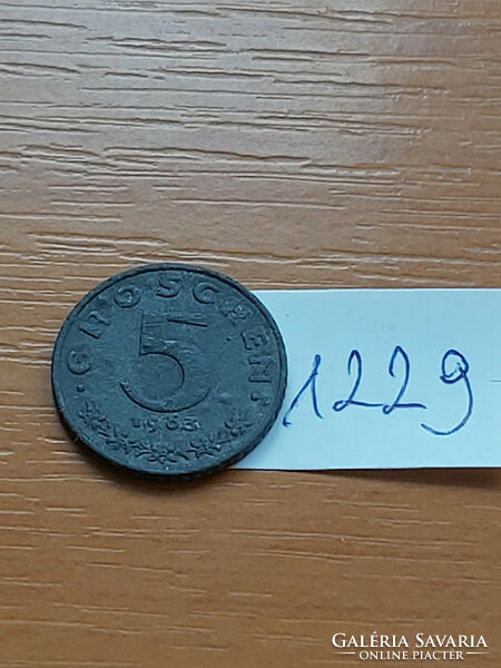 Austria 5 groschen 1963 zinc 1229
