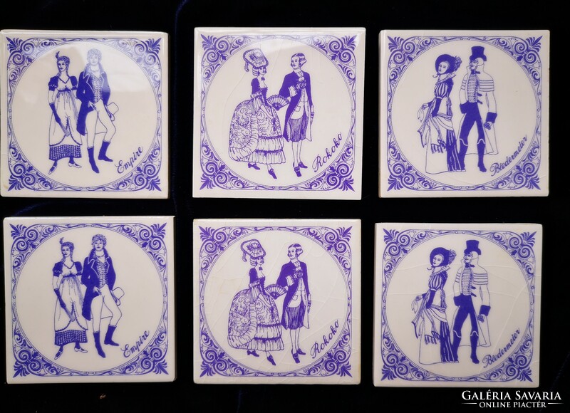 Decorative tile with patterns of fashion periods