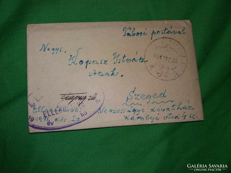 1941.12.20 II.VH. keleti front Tábori posta karácsonyi üdvözlet borítékban pecsételve képek szerint