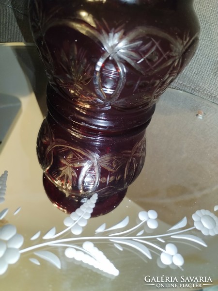 Metszett üveg bonbonier 19 cm