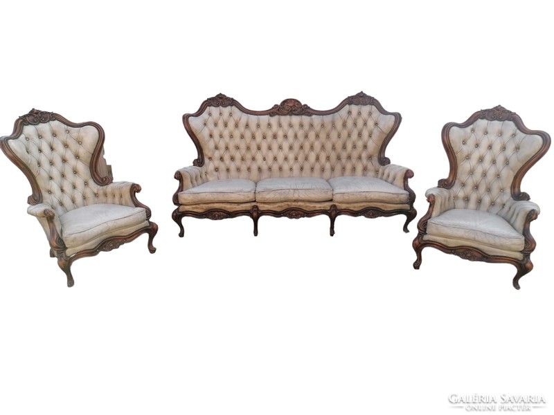 Exclusive baroque chesterfield leather sofa set, lounge set