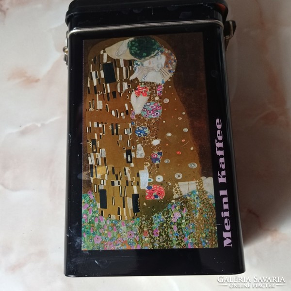 Julius meinl coffee holder metal box with buckle, with Klimt paintings