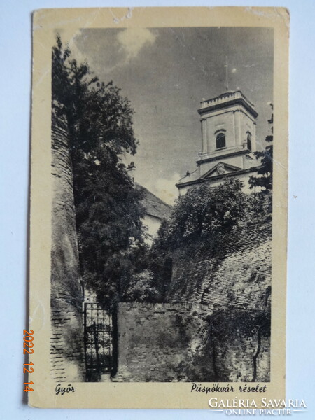 Régi képeslap: Győr, Püspökvár részlet  (50-es évek)