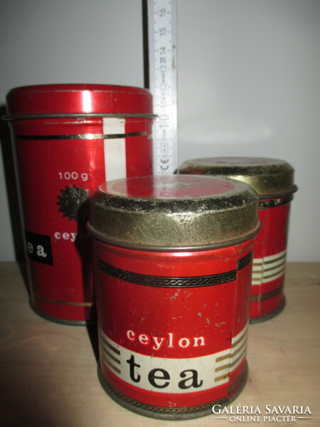 Régi, fém Ceylon teás dobozok