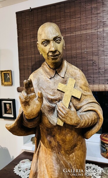 Wooden statue of Saint Charles Borromeo