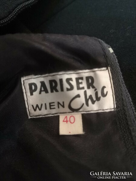 Pariser Chic 38-as fekete ruha, Bécs, 1980, vintage szalonmunka