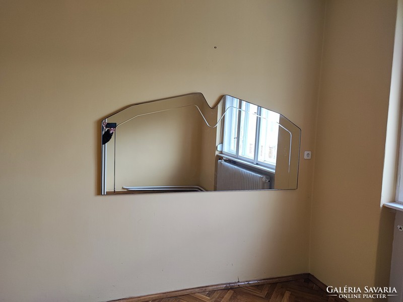 Wall mirror framed, 180 cm wide, 85 cm high, 60 cm high at the edges