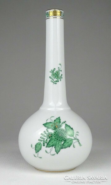 1Q680 Zöld Apponyi mintás Herendi porcelán váza 19 cm