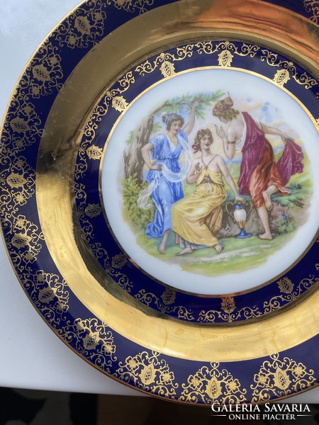 Gyönyörű Csehszlovák jelenetes dúsan aranyozott dísz tányér