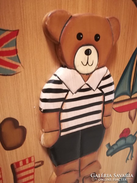 Teddy Sailor, 3D-s  fatábla, dekoráció. 60*40 cm