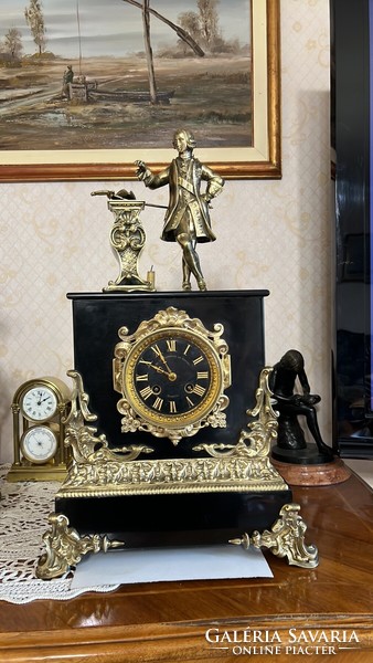 Antique Brussels mantel, table, parlor sculptural furniture clock