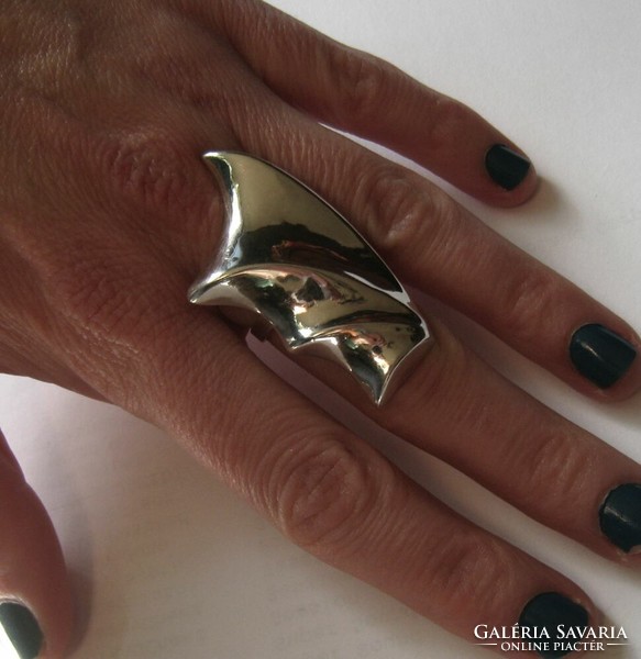 Denevér szárny, sárkány szárny ezüst gyűrű, goth, vintage design ékszer