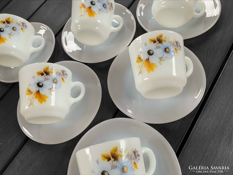 Argentinian milk glass coffee/tea/cappuccino set, 6 pieces in total.