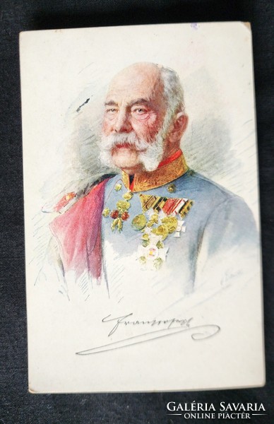 1914 Franz Josef Habsburg Emperor King of Hungary front censored original contemporary postcard