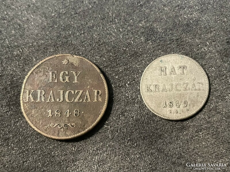 1848, 1849, One and six krajcár, krajcár