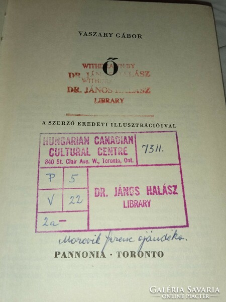 VASZARY GÁBOR: Ő - Torontó, 1966.- Kanadai-magyar ház könyvtára Dr Halász János