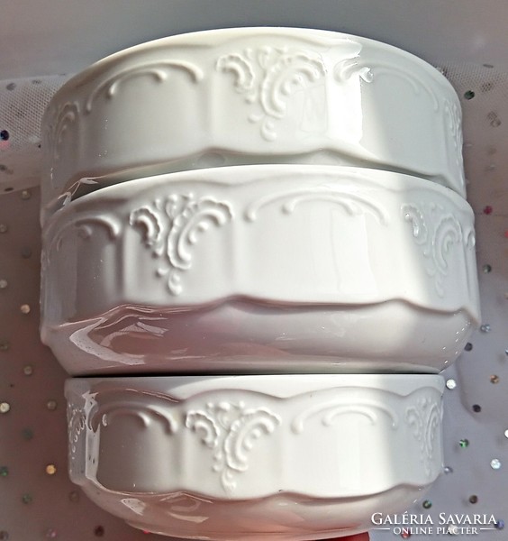 Lilien white embossed porcelain soup bowls 3 pcs together 12-14cm