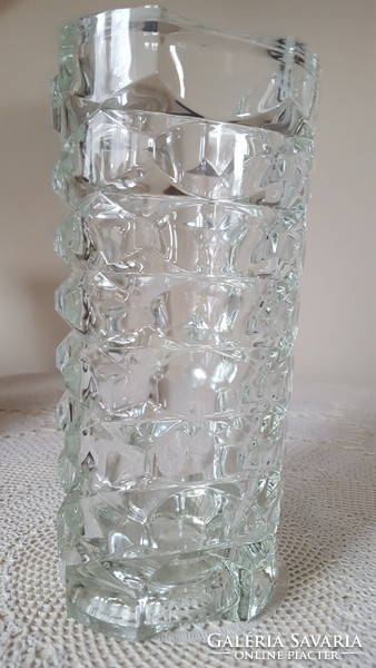 Gyönyörű,súlyos francia Art Deco kristályüveg váza