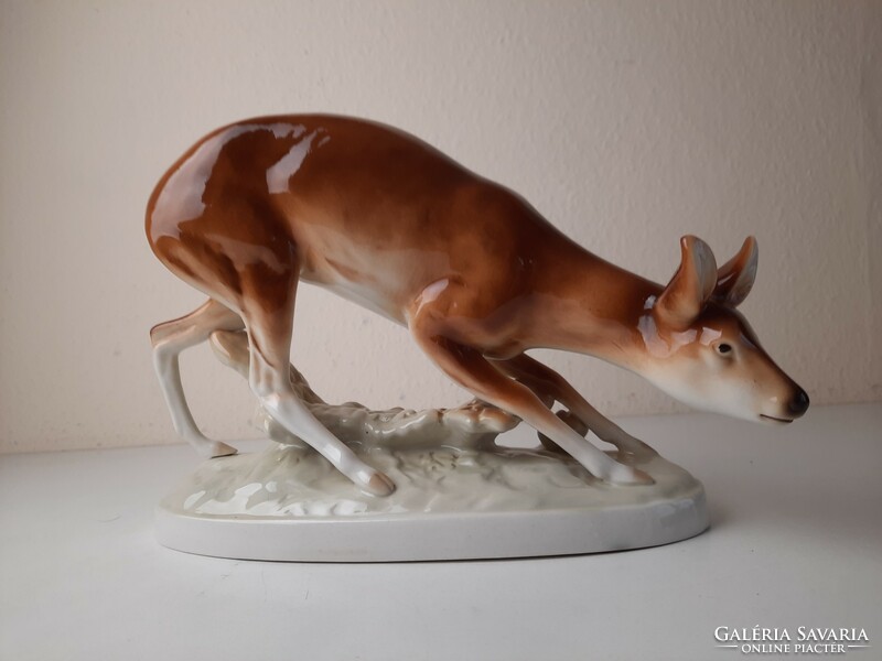 Vintage royal dux large porcelain deer