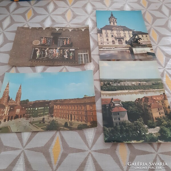 Postman 4 postcards from Szeged, 1960s-70s approx.