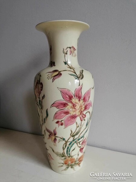 Zsolnay, orchideás, kézzel festett váza 35cm magas!