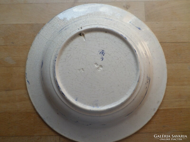 Antik August Nowotny Altrohlau Karlsbad fajansz tányér mélytányér 23,5 cm