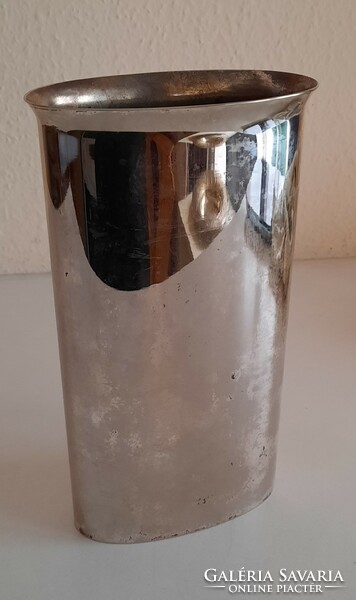 Skandináv minimal art vintage váza,ezüstözött fém, Gunilla Lindahl tervezés