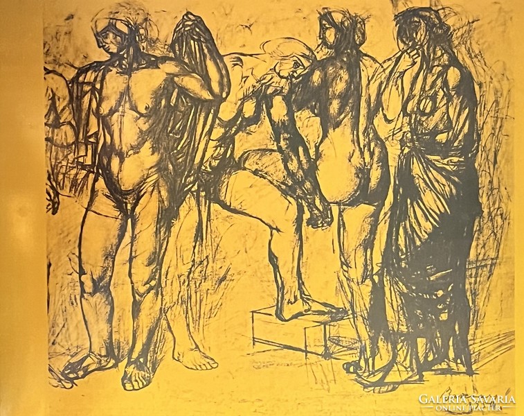 Jenő Barcsay's female nude composition, allugraphic print, prepared for the opening of the Barcsay Museum in April 1978