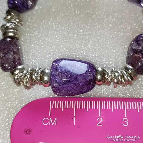 Beautiful purple cracked glass rubber bracelet