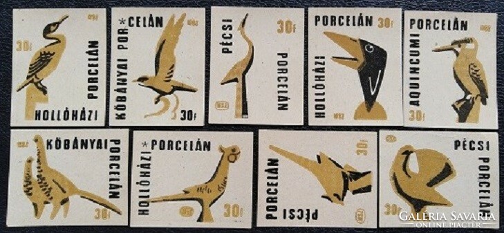 Gy217 / 1963 porcelain match tag complete row of 9 pcs