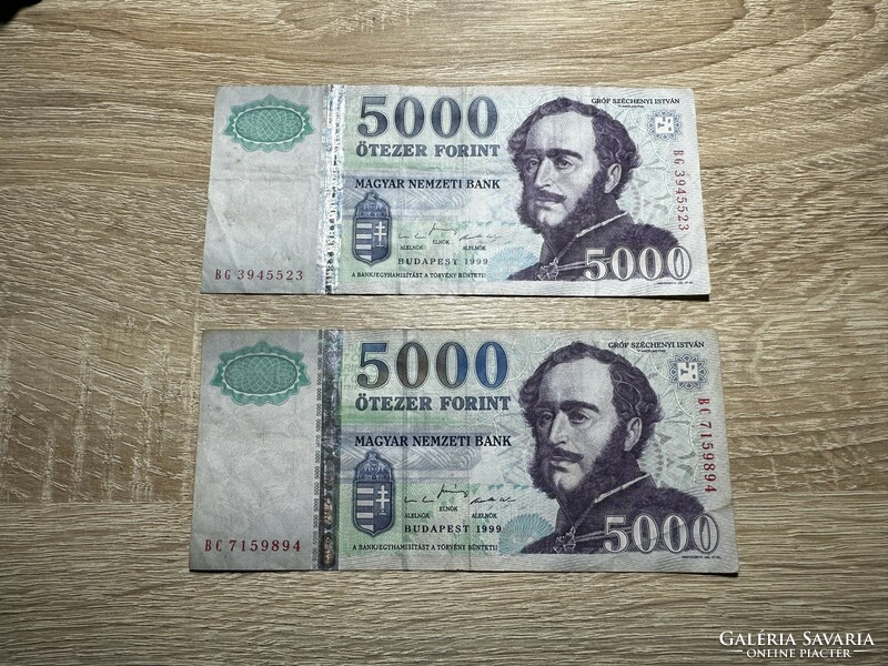 5000 forint 1999 BC-BG betűjellel 1999 év.