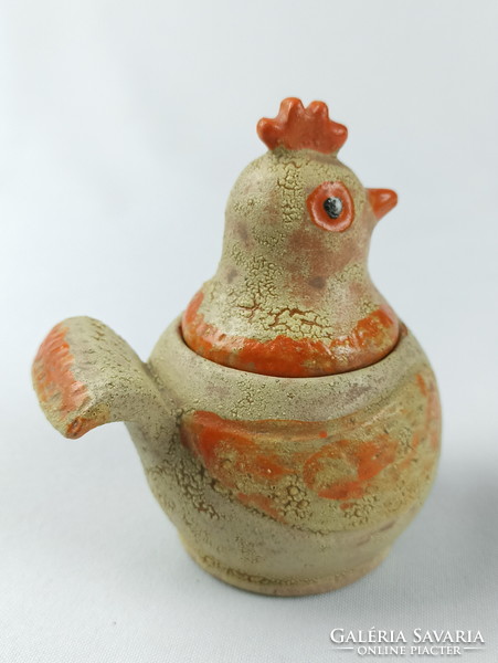 Gardener's basket - ceramic hen figure - lidded spice rack(?)