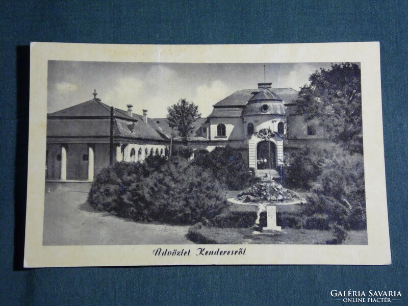 Postcard, kenderes, detail of Horthy Castle, 1956