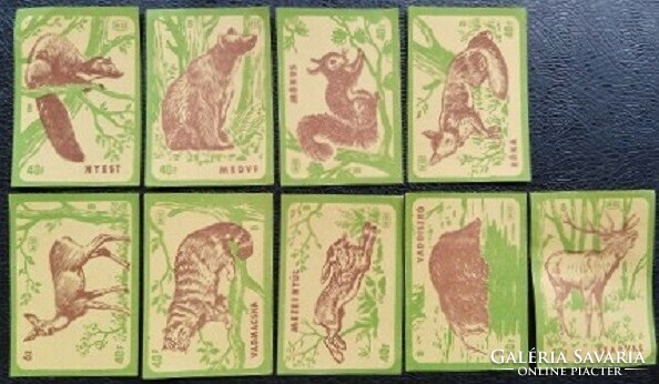 Gy169 / 1959 forest animals match tag complete row of 9 pcs